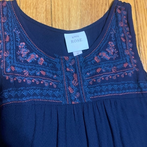 Knox Rose Cold Shoulder Dress Womens Medium M Blue Embroidered Boho - Picture 3 of 10
